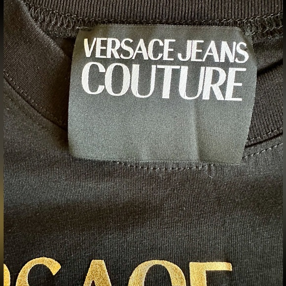 NWOT Versace Jeans Couture Institutional Logo T-Shirt Black/Gold - Picture 11 of 13